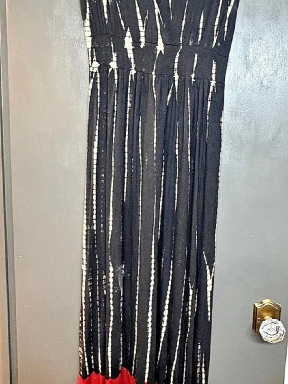 Color Block Maxi Dress in Black & Red Like New